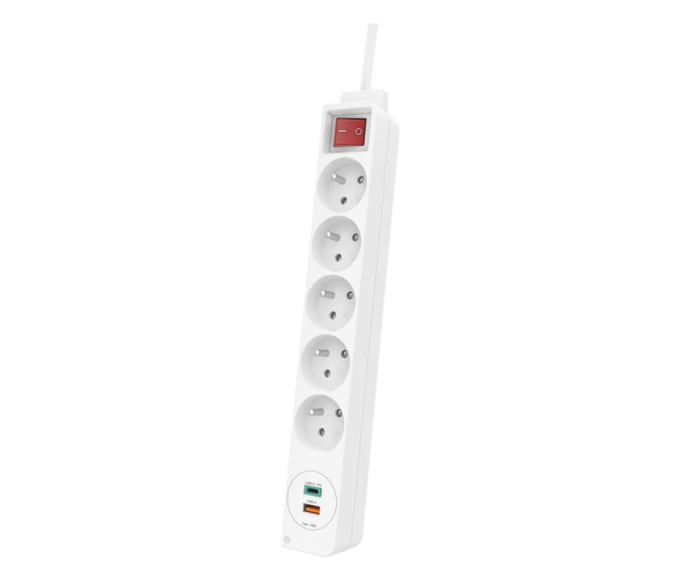 HAMA ANTYPRZEPIĘCIOWA 5 gniazdek 2XUSB 1.5m biała - 1177339 - zdjęcie